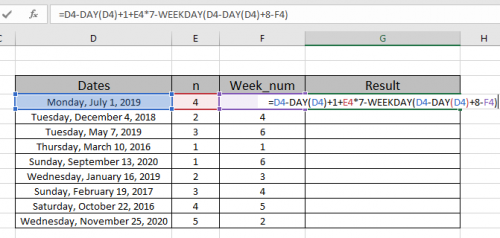 Nth weekday of month in Excel