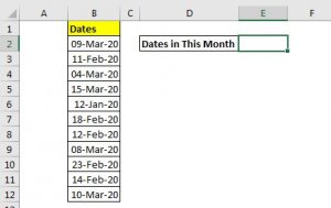 How to Count Dates of Current Month in Excel Range