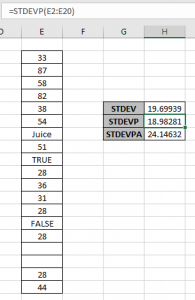 How To Use The STDEVP Function In Excel