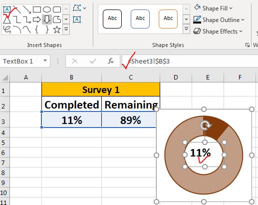 excel chart text box reference cell