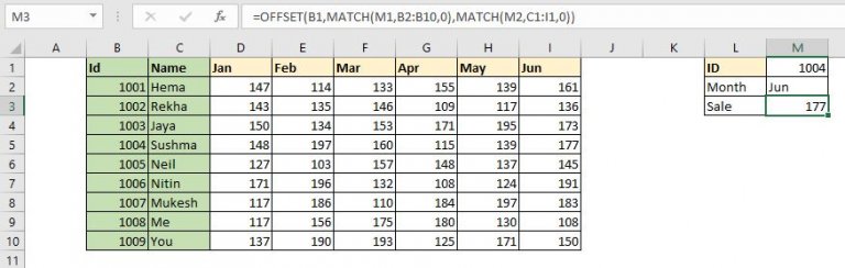 how-to-lookup-values-using-excel-offset-match-function