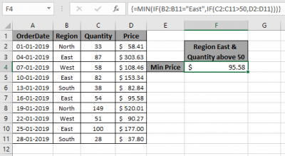 How to find minimum value with multiple criteria in Excel