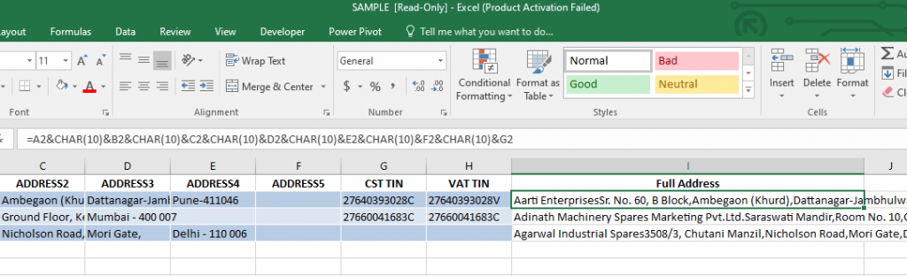 Excel CHAR(10) Not Working