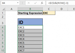 How to Increment A Value By Row or Column in Excel