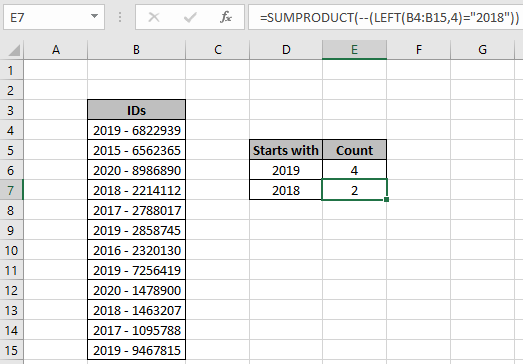 How To Count Numbers That Begin With Specific Value Excel