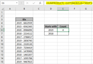 How to count numbers that begin with specific value Excel