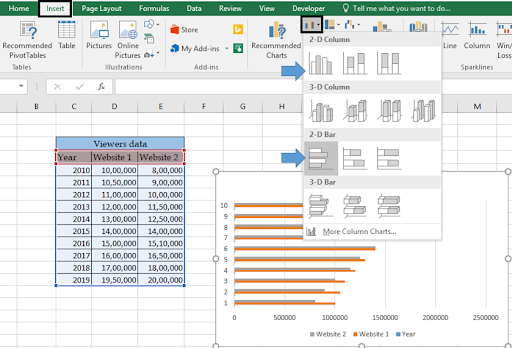 How to get comparison product chart in Excel
