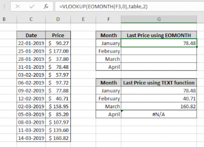 How to get last entry by month in Excel