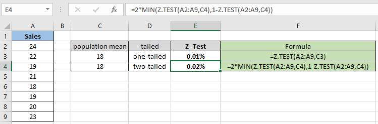 How to use the Z.TEST function in Excel