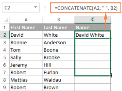 How to concatenate or merge in Excel