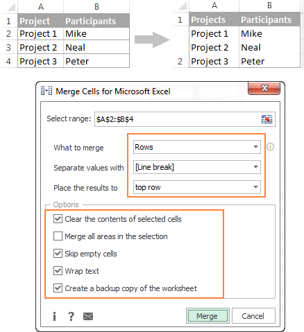 How to concatenate or merge in Excel